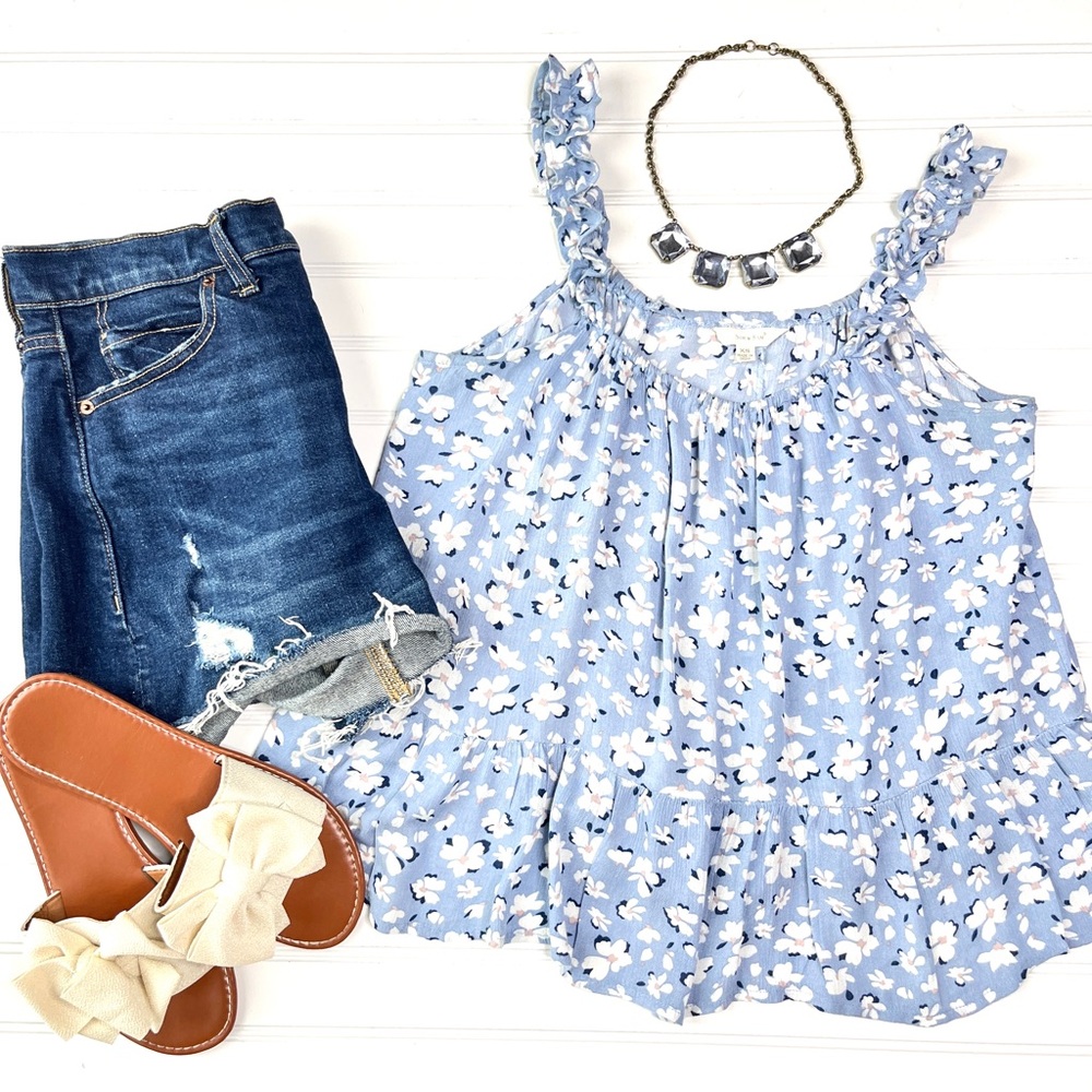 Sim & Sam Periwinkle Ruffle Tank | size XS